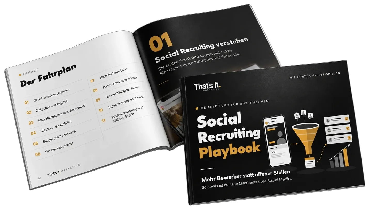Cover des Social Recruiting Playbook, aufgeschlagen und als Cover